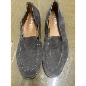 Bueno Size 38 Womens Grey Suede Moc Toe‎ Slip On Loafers Flats Shoes